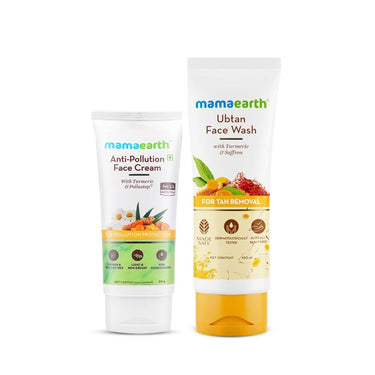 Mamaearth Natural Radiance Combo (Anti-Pollution Daily Face Cream 80ml + Ubtan Face Wash 100ml) for Brightening,Brightens Skin